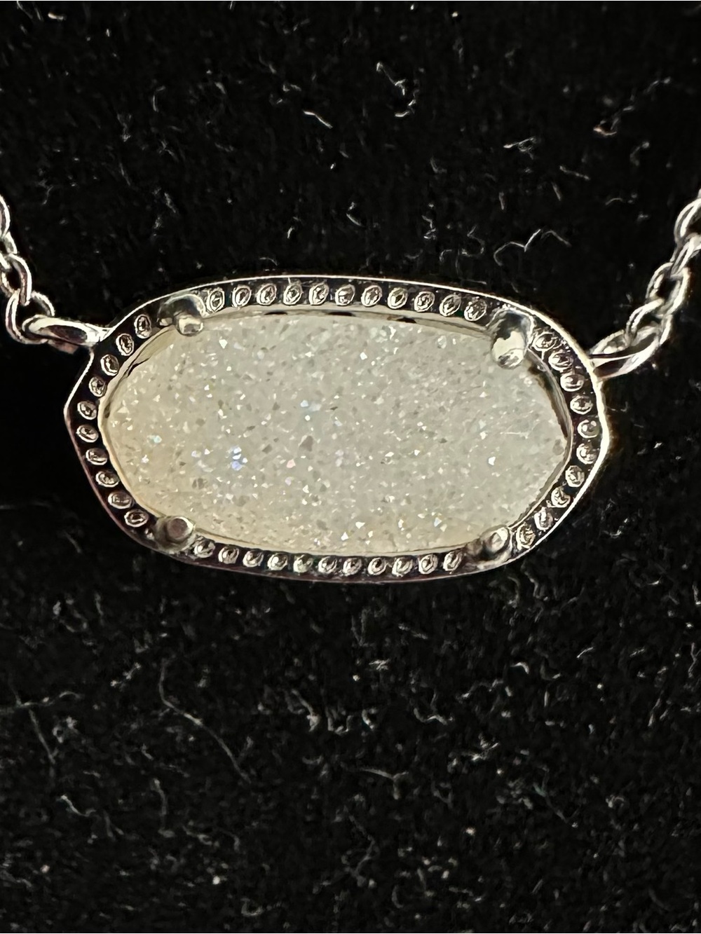 Kendra Scott Silver White Druzy Pendant Necklace - Elegant Sparkle - Picture 5 of 6